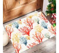 Door Mats Indoor, Watercolor Coral Machine Washable Soft Doormats, Dirt Trapper Door Mat, Marine Life Absorbent Entrance Rug, Non-Slip Floor Mats For Inside, (45 X 75 Cm, Mixed Colors)
