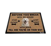 Door Mats Kuvasz Dog Funny Don'T Break Into My House Dirt Trapper Rug Non Slip Kitchen Carpet For Bedroom Bathroom Decor 60X40Cm