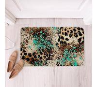 Door Mats Leopard Cheetah Doodle Style Animal Print Non Slip Bath Mat Washable Floor Mat For Entrance Pets Patio 40X60Cm