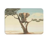 Door Mats Little Elephant on Tree Printed Bathroom Carpets Non-Slip Mats Super Absorbent Bathroom Mats Diatom Mud Mats with Rubber Backing for Bathrooms, Bathtubs, Sinks, Laundry Rooms, Kitchens