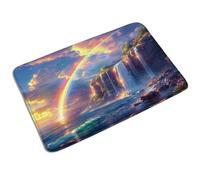 Door Mats Mountain Waterfall Rainbow Magic Island Ocean River Flying Bird, Decorative Floor Mat Funny Rug Mats 40X60Cm For Patio Office Kitchen