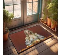 Door Mats Outdoor Large Golden Lotus Blossom: A Woman In A White Dress With Orange Balls Doormat Front Porch Rug Front Door Welcome Mat(40X60CM)