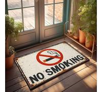 Door Mats Outdoor Large Rusty 'No Smoking' Sign With Iconic Cigarette Graphic Doormat Front Porch Rug Front Door Welcome Mat(50X80CM)