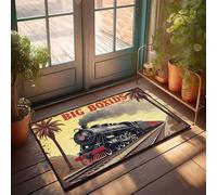Door Mats Outdoor Large Vintage Big Boxids Railroad Poster With Steam Locomotive Doormat Front Porch Rug Front Door Welcome Mat(40X60CM)