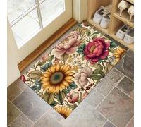 Door Matts Indoor 40 X 60 Cm, Retro Flowerswashable Entrance Rug, Absorbent Dog Doormat For Muddy Paws, Mixed Colors Peonyinside Mat For Front Door, Entryway, Pets