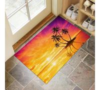 Door Matts Indoor 40 X 60 Cm, Tropical Sunsetwashable Entrance Rug, Absorbent Dog Doormat For Muddy Paws, Orange Color Island Palm Treesinside Mat For Front Door, Entryway, Pets