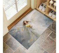 Door Matts Indoor 40 X 60 Cm, White Angelwashable Entrance Rug, Absorbent Dog Doormat For Muddy Paws, Light Gray Oil Painting Styleinside Mat For Front Door, Entryway, Pets