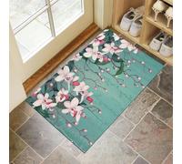 Door Matts Indoor 40 X 60 Cm, White Orchidwashable Entrance Rug, Absorbent Dog Doormat For Muddy Paws, Mint Green Flowers Plantsinside Mat For Front Door, Entryway, Pets