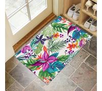 Door Matts Indoor 45 X 75 Cm, Flowers Leaveswashable Entrance Rug, Absorbent Dog Doormat For Muddy Paws, Mixed Colors Tropical Plantsinside Mat For Front Door, Entryway, Pets