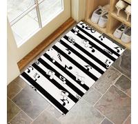 Door Matts Indoor 50 X 80 Cm, Black White Musical Noteswashable Entrance Rug, Absorbent Dog Doormat For Muddy Paws, White Simple Stripesinside Mat For Front Door, Entryway, Pets