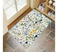 Door Matts Indoor 50 X 80 Cm, Delicate Wildflowerswashable Entrance Rug, Absorbent Dog Doormat For Muddy Paws, Mixed Colors Garden Plantsinside Mat For Front Door, Entryway, Pets