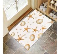 Door Matts Indoor 50 X 80 Cm, Starfish Shellswashable Entrance Rug, Absorbent Dog Doormat For Muddy Paws, White Ocean Themeinside Mat For Front Door, Entryway, Pets