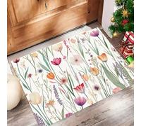 Door Matts Indoor 50 X 80 Cm, Watercolor Tulipswashable Entrance Rug, Absorbent Dog Doormat For Muddy Paws, Mixed Colors Watercolor Illustration Styleinside Mat For Front Door, Entryway, Pets