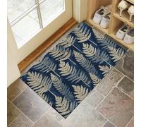 Door Matts Indoor 60 X 90 Cm, Beige Fern Leaveswashable Entrance Rug, Absorbent Dog Doormat For Muddy Paws, Indigo Elegant Plantsinside Mat For Front Door, Entryway, Pets
