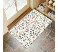 Door Matts Indoor 60 X 90 Cm, Flowers Plantswashable Entrance Rug, Absorbent Dog Doormat For Muddy Paws, White Pastoral Styleinside Mat For Front Door, Entryway, Pets