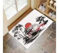 Door Matts Indoor 60 X 90 Cm, Japanese Ink Paintingwashable Entrance Rug, Absorbent Dog Doormat For Muddy Paws, White Wooded Gardeninside Mat For Front Door, Entryway, Pets