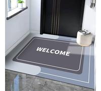 Door Matts Indoor Grey Geometry Water Absorbent Mud Resistant Easy Clean Entry Outdoor Rugs, Non Slip Rubber Backing, Large Durable Mats for Outside Patio Porch Farmhouse60x90cm