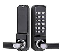 Door Mechanical Lock with Black Buttons, Zinc Alloy Keyless Gate, Adjustable for 30-65 Mm Doors, Great for Outdoor Indoor Use