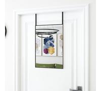 Door Mirror Black 40x60 cm Aluminium Frame Glass Over-Door Adjustable With Hooks
