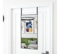 Door Mirror Black 40x80cm Aluminium Frame Slim 1.5cm Glass 3mm Over-Door 2hooks