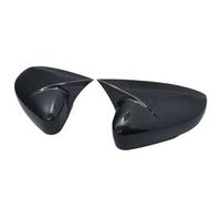 Door Mirror Cover Caps For VW For Polo Mk5 6R 6C 2009-2017 2x Glossy Black/Carbon Fiber Side Rearview Wing MIrror Covers Caps Mirror Cover Housing Case(Black-red)