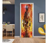 Door Mural 3D Firemen 95 X 215 Cm Door Wallpaper 3D Door Stickers for Interior Doors,PVC Self-Adhesive Wall Stickers Door Poster Waterproof Removable for Home Decoration Glass Door,