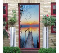 Door Mural for Interior Doors 3D Wooden Bridge Landscape 100 X 215 Cm Removable Self-Adhesive Wallpaper Poster Wall Art Stickers Door Stickers for Nursery Kitchen Kids Bedrooms Office Home-5320055580