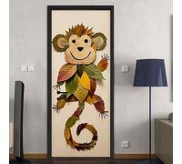 Door Mural Leaf Monkey 3D Door Art, Removable Decals, Self-Adhesive Mural, Sticker for Room Décor, 2 Pieces Set