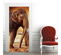 Door Murals 77x200 cm Sunset Elephant Door Stickers Wallpaper Poster Waterproof Removable DIY Vinyl Self-Adhesive Art Decal Wall Sticker for Home Decoration