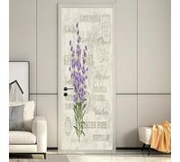 Door Murals Purple Lavender Door Stickers Wallpaper Poster Waterproof Removable DIY Vinyl Self-Adhesive Art Decal Wall Sticker for Home Decor 90x200 cm