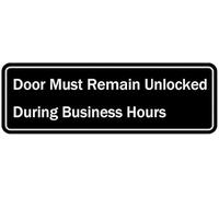 Door Must Remain Unlocked During Business Hours Sign For House (With Strong Adhesive Tape), 3" X 10" For Home & Office,Acrylic Signs For Front Door/Wall/Window, Clear And Easy To Read