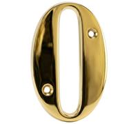 Door Number in PVD Gold Finish- Screw Fix 3" Nanocoast House Number, Times Roman Font, 0