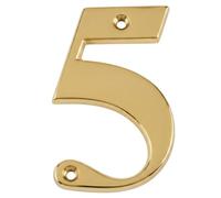 Door Number in PVD Gold Finish- Screw Fix 3" Nanocoast House Number, Times Roman Font, 5