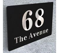 Door Number Plaques for Wall House Signs Personalised Front Door Signs House Number Plaques Plates for Outside Houses Name Plaque Black Aluminium Road Name Doors Numbers for Gate(Design 3)