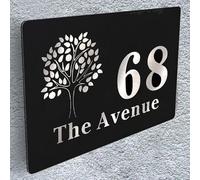 Door Number Plaques for Wall House Signs Personalised Front Door Signs House Number Plaques Plates for Outside Houses Name Plaque Black Aluminium Road Name Doors Numbers for Gate(Design 1)