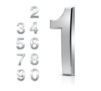 Door Numbers 0-9, 3 Inches 3D House Number Chrome Adhesive 7.6cm Self Stick Waterproof Plaques Chrome Electroplated Nameplate Stickers for House Wall Mailbox Hotel Rooms Address Gate Numerals (1)