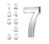 Door Numbers 0-9, 3 Inches 3D House Number Chrome Adhesive 7.6cm Self Stick Waterproof Plaques Chrome Electroplated Nameplate Stickers for House Wall Mailbox Hotel Rooms Address Gate Numerals (7)