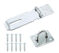 Door Padlock Hasp, 4 Inch Stainless Steel Padlock Hasp and Staple Shed Lock Hasp Shed Door Latch Heavy Duty Gate Lock Latch Security Hasp and Staple for Door Window Cabinet Pet Cage Crate,Silver