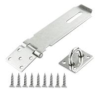 Door Padlock Hasp,5 Inch Stainless Steel Hasp and Staple Shed Lock Latch Heavy Duty Gate Security for Window Cabinet Pet Cage Crate,Silver