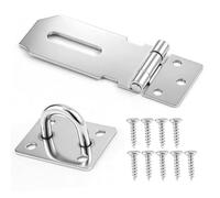 Door Padlock Hasp,Door Lock,Shed Lock,3 inch Stainless Steel Hasp and Staple Shed Lock Latch Heavy Duty Gate Security for Window Cabinet Pet Cage Crate,Silver