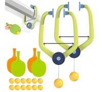 Door Ping Pong Game Over The Door, Adjustable Doorway Game Pingpong Trainer, Hanging Table Tennis Trainer Set, Door Frame Ping Pong with 2 Paddles and 6 Balls(2 set)