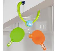 Door Ping Pong Game Over The Door, Adjustable Doorway GameTrainer Hanging Table Tennis Trainer Portable Set with Racket and Balls (Green, 7 balls)