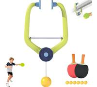 Door Ping Pong Game Over The Door, Adjustable Hanging Table Tennis Trainer Portable Set, Portable Paddles Balls Exerciser with 2 Racket and 6 Balls (Style B)