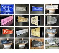 Door Plates Aluminium Signs for House, Office, Business, School, Surgery. Sign with Laser Cut Lettering, Stainless Steel Standoff Wall Mounts or Hidden Fixings. Select Colour and Size.