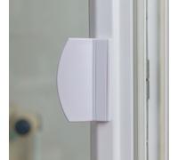 Door pull handle, in White RAL 9016, ASA plastic, for patio door, balcony door, sliding door, up to 2.76" hole spacing, 0.98" height, handle for window frames made of plastic, wood, Aluminium