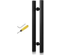 Door Pull Handle Sliding Barn Door Handle Exterior Barn Door Handles with Fittings,Modern Commercial Double Side Mounted Sliding Glass Door Handle,Entry Push Pull Door Handle (Black 80cm/31.5in)
