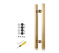 Door Pull Handle Sliding Barn Door Handle Square Sliding Door Handle Large 60 80 100 120 150 180 Cm, Stainless Steel Double Sided Push Pull Door Handle For Glass Entry Door, Bedr,Gold-Long 50Cm/20 In