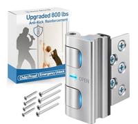 Door Reinforcement Lock, 800 lbs Anti-Kick Child-Proof Security for Inward-Swing Doors - Home & Renter Friendly, Quick DIY Install (8 Screws Included, 1 Pack) for Apartments and Houses