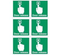Door release sign100x100mm, Pack of Self adhesive stickers on A4 sheet (300mm x 200mm)