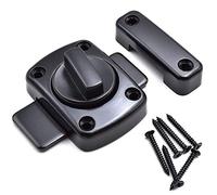 Door Safety Latch, Bathroom Latch Rotate Bolt Gate Latch Door Lock, Additional Fixed Anti-Theft Lock for Left and Right, Zinc Alloy Latch for Balcony Toilet Window Furniture Pet Gate - Black